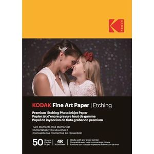 KODAK Fine Art Paper/Etching - 50 vellen premium gestructureerd fotopapier - formaat 10 x 15 cm (A6) - matte afwerking met graveereffect - 210 gsm - compatibel met elke inkjetprinter