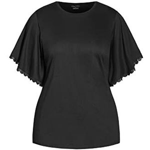 CITY CHIC Dames Plus Size Top Iconic Flutter Dress Shirt, Zwart, 48 grote maten