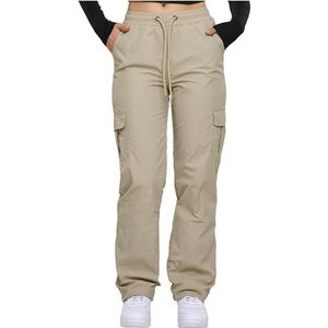 Urban Classics Dames ladies nylon cargobroek broek, Concrete, L