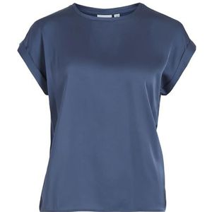 Vila Dames Viellette S/S Satin Top/Su-Noos T-shirt, Bijou Blue., 34