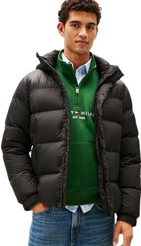 TOMMY HILFIGER - Gewatteerde Jas - Zwart - Met Capuchon - Warm Gevoerd