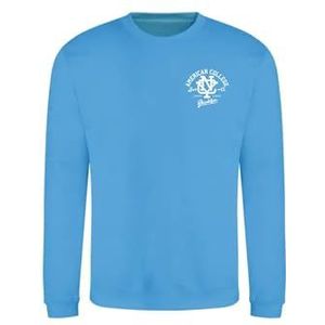 AMERICAN COLLEGE USA Sweatshirt met print, warme kleding, uniseks, kinderen, jongens en meisjes, casual, model ACSCRW6, Indigo, 14 jaar, Indigo, 14 ans