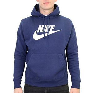 NIKE Heren M Nsw Club Hoodie Po Bb Gx Sweatshirt, Middernacht marine/Midnight marine/Wit, S