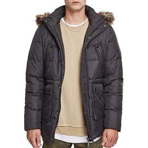 Urban Classics Heren Faux Fur Hooded Jacket Jacket, zwart (Black 00007), S