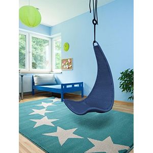 benuta Tapijt Avalon Stars Blauw 120x170 cm | Modern tapijt voor woon- en slaapkamer