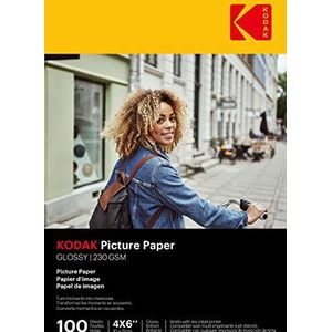 KODAK - 100 vellen fotopapier 230 g/m², glanzend, A6-formaat (10 x 15 cm), inkjetdruk - 9891164 wit