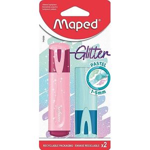 Maped Pastel Glitter markeerstiften (Pack van 2 - verschillende kleuren), 742028