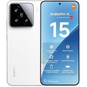 Xiaomi 15 Smartphone, 12+512GB, wit, 50MP Leica hoofdcamera, 5240mAh batterij, 90W HyperCharge, Xiaomi HyperAI (oplader niet inclusief)