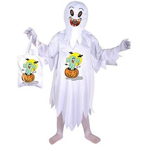 Baby Ghost costume disguise fancy dress Halloween boy (Size 4-6 years) with Trick-or-Treat bag