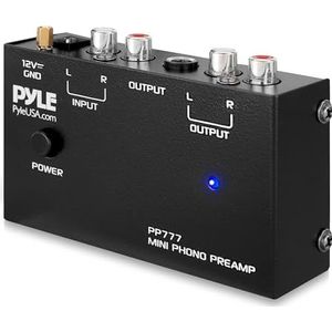 Pyle PP777 Phono Turntable Preamp Mini Electronic Audio Stereo Phonograph Preamplifier Input, RCA Output & Low Noise Operation Powered by 12 Volt DC Adapter