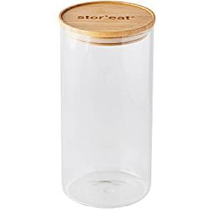 mastrad - Bewaarglas - Connecté Stor'Eat - duurzaam borosilicaatglas - bescherming tegen vocht - luchtdicht deksel - kleur: bamboe - BPA-vrij - 1750 ml