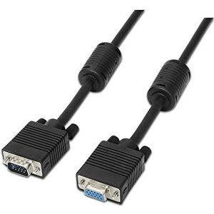 AISENS A113-0079 SVGA-kabel met ferriet (HDB15/stekker-HDB15/bus, 3 m, voor monitor/tv/projector) zwart