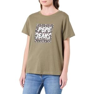 Pepe Jeans Dames W Floral III T-shirt, groen (safari groen), M, Groen (safari Groen), M