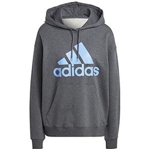 adidas Essentials Big Logo Sweatshirt met capuchon, Dark Grey Heather/Blue Fusion, M