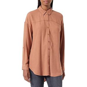 TOM TAILOR Denim Dames Blouse met turn-up mouwen 1032805, 30345 - Rusty Amber Melange, M