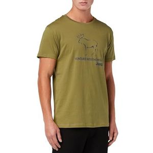 JEEP O102899-E100 J T-shirt voor heren, elandprint, groot, motief: Venture Into The Wild J23W, heren, olijfgroen, M, Olijfgroen, M