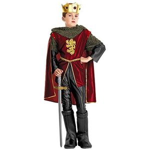 Widmann - Kinderkostuum kroonrider, jas, broek, overlaarzen, cape, kroon met juwelen, ridder, koning, middeleeuwen, themafeest, carnaval