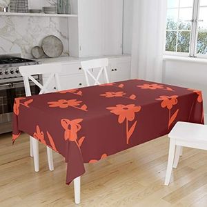 Bonamaison Tafelkleed, Anti-Mold, Sneldrogend, Waterdicht, 100% Polyester Tafellaken, Oranje Bordeaux, 140 x 160 Cm - Ontworpen en Vervaardigd in Turkije