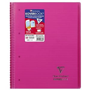 Clairefontaine 596808C Koverbook Spiraalschrift Roze - A4+ 22,5x29,7 cm - 80 afscheurbare bladen Gelijnd met Kantlijn - Wit papier 90 g - Polypro omslag
