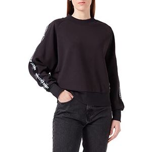 Armani Exchange Dames Logo Tape on Sleeve, Ribbed Manchetten Pullover Sweater, Zwart, Extra Large, zwart, XL