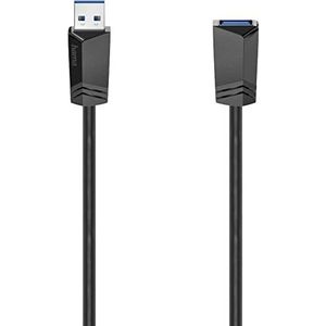 Hama USB A-kabel - USB A (verlengkabel, USB 3.0 A-stekker, USB A-aansluiting, 5 Gbit/s, 0,9 A, 1,5 m) zwart