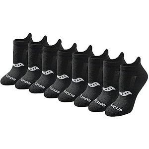 Saucony Dames Multi-Pack Performance Hiel Tab Athletic Sokken Hardlopen (Pack van 16), Zwart Solid (8 paar), L