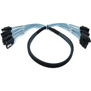 System-S SFF-8087 kabel 50 cm 6x SATA 7 Pin stekker naar 6x stekker adapter voor RAID harde schijf moederbord