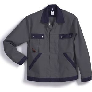 BP 1454-720-153-49/51 werkjas, verborgen drukknoopband en zakken, 305,00 g/m² versterkt katoen, donkergrijs/donkerblauw, 49/51