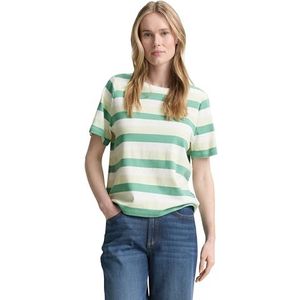 TOM TAILOR T-shirt voor dames van katoen, 37817 - Green Mint Stripe, XS