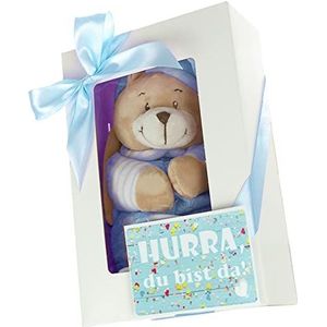 Baby muziekdoos beer in geschenkdoos blauw | + wenskaart