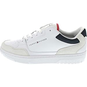 Tommy Hilfiger Heren Th Basket Core LTH Mix Fm0fm05058 Cupsole Sneaker, Wit, 40 EU