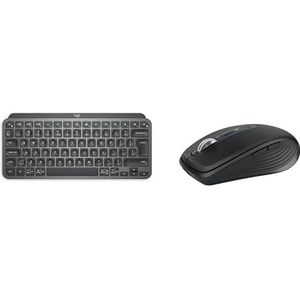 Logitech MX Keys Mini Minimalistisch, Draadloos Verlicht Toetsenbord, Compact, Bluetooth, Donkergrijs, Logitech MX Anywhere 3S Compact draadloze muis, snel scrollen 8K DPI volgt op elke ondergrond