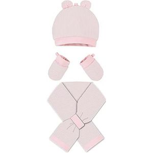 MacBeen Set met handschoenen, muts en sjaal, voor kinderen van 0 tot 6 maanden, roze, winteraccessoireset, klein, uniseks, kinderen