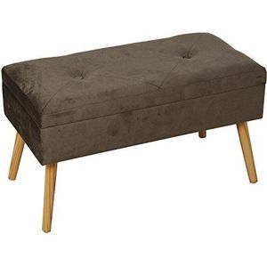 DRW Descaler Kruk - Houten Bed Stand en Gestoffeerde Stof in Grijs 80 x 40 x 44 cm