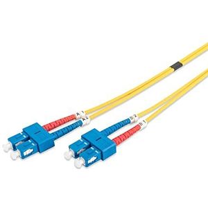DIGITUS DK-2922-05 – Glasvezelkabel OS2 – 5 m – SC naar SC – Duplex Glasvezelkabel – 1/10 Gbit/s – SM Singlemode Glasvezel LAN-kabel – Vezeltype: 9/125 µ – Geel (Yellow)