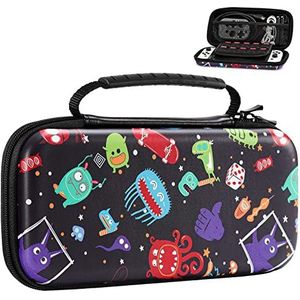 MoKo Carrying Case for Nintendo Switch OLED Model / Nintendo Switch, Hard Shell Portable Travel Carry Case w/10 Game Card Slots Compatible with Nintendo Switch Console & Accessories, Monster World