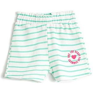 Koton Katoenen shorts voor babymeisjes met elastische tailleband, bedrukt detail, ecru design (0d1), 3-4 Jaar