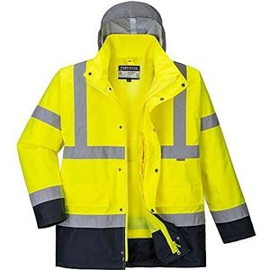 Portwest S471 Hi-Vis 4-in-1 Contrast Verkeer Jack, Geel/Marine, Grootte XL