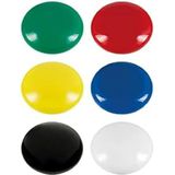 WESTCOTT zelfklevende magneten 6-pack, 25 mm, rond, elk 1x wit, zwart, rood, blauw, geel, groen, E-10815 00