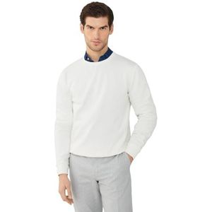 Hackett London Dubbel gebreid Crew Sweatshirt voor heren, Wit (Off White), XL