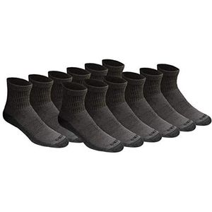 Dickies Dri-tech Moisture Control Quarter Multipack sokken voor heren, verpakking van 12 stuks, houtskool (12 paar), 12-15