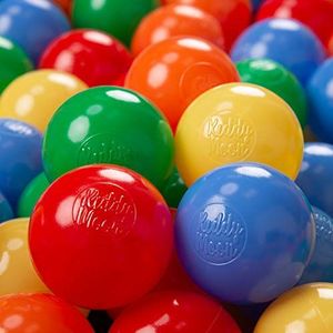 KiddyMoon 1200 ø 6 cm kinderballen voor ballenbaden, speelballen voor baby's, plastic ballen gemaakt in de EU, geel/groen/blauw/rood/oranje