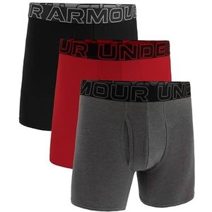 Under Armour Boxershorts voor heren, Castlerock Heather/Rood/Zwart, 4XL