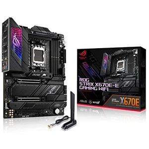 ASUS ROG Strix X670E-E Gaming Socket AM5 (LGA 1718) Ryzen 7000 ATX-moederbord (18+2 vermogensfasen, PCIe 5.0, DDR,4xM.2-sleuven, USB 3.2 Gen 2x2, WiFi 6E, PCIe-sleuf Q-Release, M.2 Q-Latch)