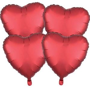 Amscan 3898001 - folieballon multipack satijn luxe Sangria harten, Valentijnsdag, Moederdag, heliumballon