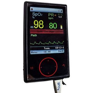Digitale Saturatiemeter, Pulse Oximeter, Met TFT-scherm, lithiumbatterij, klein en handig, Zwart, Mobiclinic