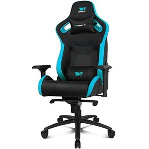 DRIFT Gaming Chair DR600 -DR600BL - Professionele Gaming Chair, kunstleder, 4D armleuningen, klasse 4 zuiger, kikvorsmechanisme, kantelen, draaien, vergrendelen, lende/nekkussen, zwart/blauwe kleur