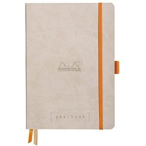 Rhodia 117765C notitieboekje Goalbook (DIN A5, 14,8 x 21 cm, geruit, praktisch en trendy, met zacht deksel, 90 g, ivoorkleurig papier, 120 vellen, elastiek, bladwijzer), 1 stuks, beige