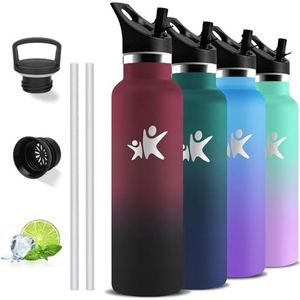 Thermosfles, 1 Liter, Bpa-Vrij, Drinkfles Met Rietje, Lekvrij, Roestvrij Staal, Doble Aislamiento, Drinkflessen Voor Camping, Sportschool, Sport, Wandelen