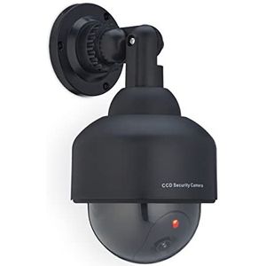 Relaxdays dummy dome camera, knipperend led-licht, indoor, outdoor, inbrekers afschrikken, nep beveiligingscamera, zwart